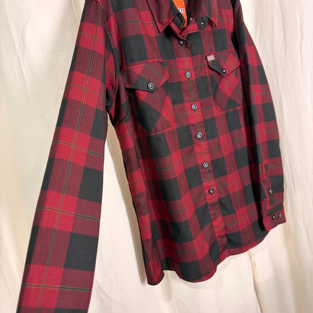 Dixxon Flannel Shirt Womens 2X The TKO Red Black Buffalo Plaid Boxing Game